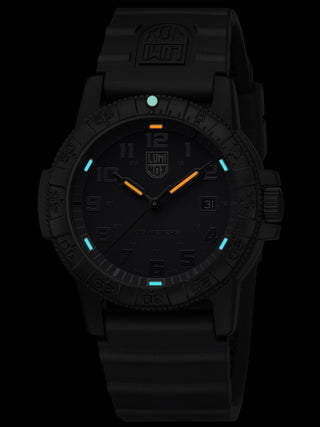 Angle shot of Luminox XS.0321.BO.L Black Silicone Unisex Watch on white background