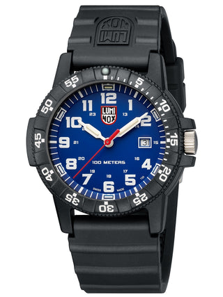 Angle shot of Luminox XS.0323.L Blue Dial Black Silicone Unisex Watch on white background