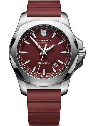 Front view of Victorinox 241719.1 Red Dial Unisex Watch on white background