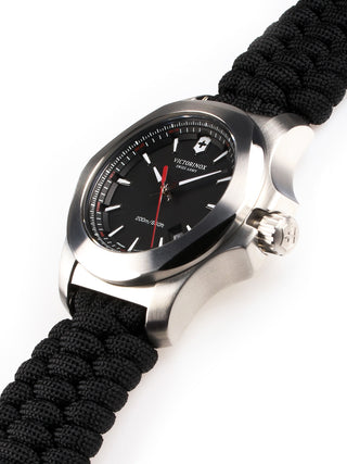 Angle shot of Victorinox 241726 Black Textile Unisex Watch on white background