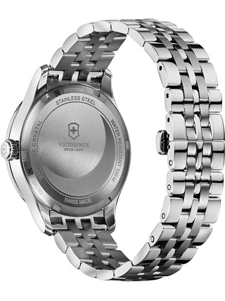 Angle shot of Victorinox 241752 Black Dial Silver Stainless Steel Womens Watch on white background