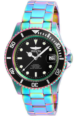 Front view of Invicta Pro Diver INV26600 Black Dial Stainless Steel Mens Watch on white background