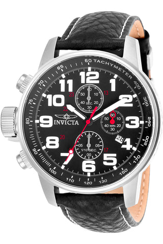 Front view of Invicta I-Force Chronograph INV2770 Black Leather Mens Watch on white background