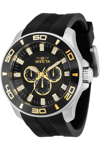 Front view of Invicta Pro Diver INV36608 Black Silicon Mens Watch on white background