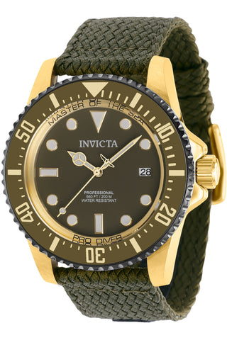 Front view of Invicta Pro Diver INV38240 Green Rubber Mens Watch on white background