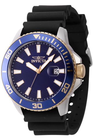 Front view of Invicta Pro Diver INV46092 Blue Dial Black Silicon Mens Watch on white background