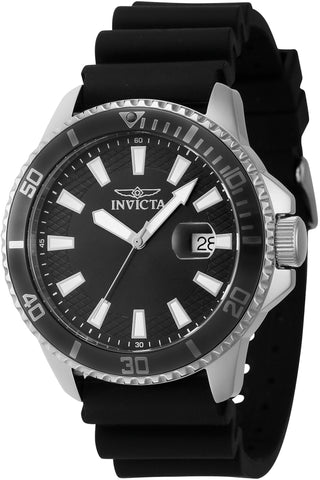 Front view of Invicta Pro Diver INV46095 Black Silicon Mens Watch on white background