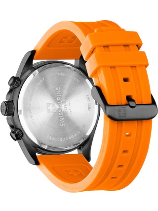 Angle shot of Swiss Alpine Military Chronograph 7029.9879 Silicone Unisex Watch on white background