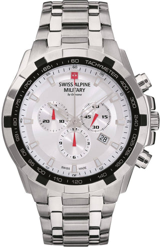 Front view of Swiss Alpine Military 7043.9132.-.GW Mens Watch on white background