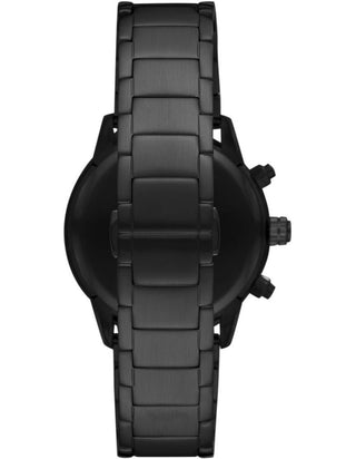 Angle shot of Emporio Armani Chronograph AR11242 Black Stainless Steel Mens Watch on white background