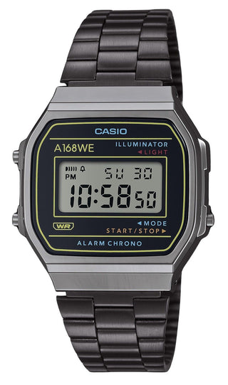 Front view of Casio A168WEHB-1A Mens Watch on white background