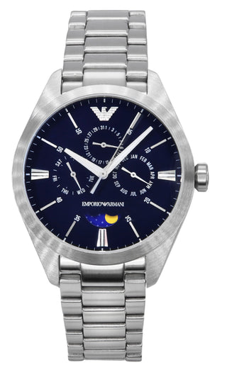 Front view of Emporio Armani Claudio AR11553 Steel Stainless Steel Mens Watch on white background