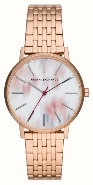 Front view of Armani Exchange Lola AX5589 Womens Watch on white background