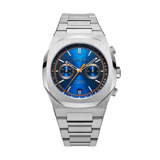 Front view of D1 Milano Chronograph Royal Blue Re-Style Edition D1-CHBJ09 Mens Watch on white background