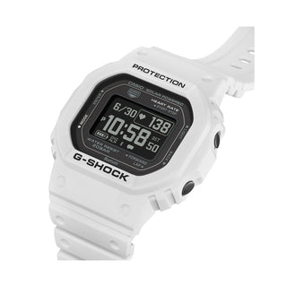 Angle shot of Casio G-Squad The Origin White Heart Rate Serie DW-H5600-7ER Mens Watch on white background