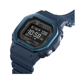 Angle shot of Casio G-Squad The Origin Blue W Metal Bezel Heart Rate Serie DW-H5600MB-2ER Mens Watch on white background