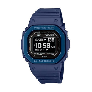 Front view of Casio G-Squad The Origin Blue W Metal Bezel Heart Rate Serie DW-H5600MB-2ER Mens Watch on white background