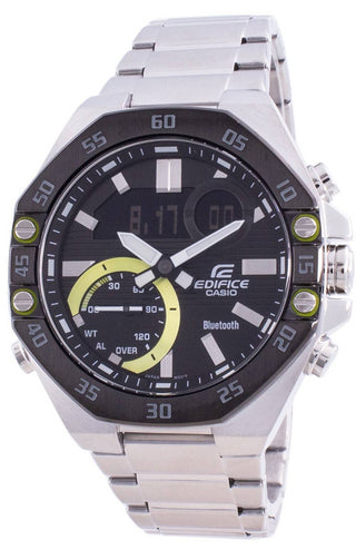 Front view of Casio ECB-10DB-1A Mens Watch on white background