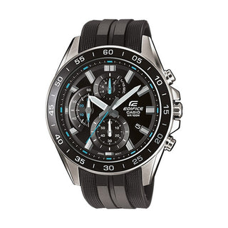 Front view of Casio Edifice Chronograph EFV-550P-1AVUEF Black Silicon Mens Watch on white background