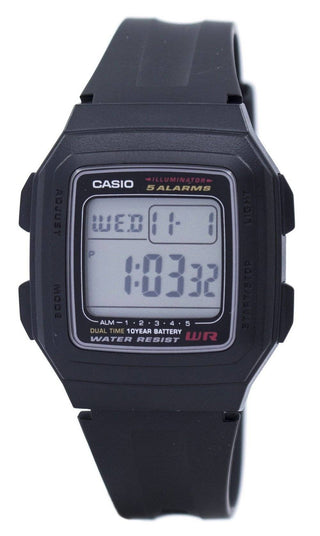 Front view of Casio F-201WA-1ADF Mens Watch on white background