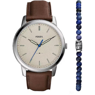 Front view of Fossil The Minimalist FS5966SET Mens Watch on white background