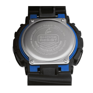 Angle shot of Casio G-Shock GA-100-1A2ER Black Resin Mens Watch on white background