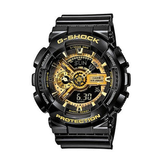 Front view of Casio G-Shock GA-110GB-1AER Black Resin Mens Watch on white background