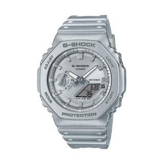 Front view of Casio G-Shock GA-2100FF-8AER Grey Resin Mens Watch on white background