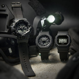 Angle shot of Casio G-Shock GA-700BCE-1AER Black Fabric Mens Watch on white background