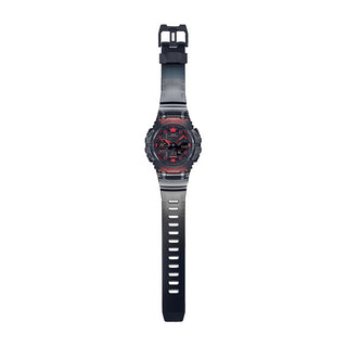 Angle shot of Casio G-Shock GA-B001G-1AER Red Dial Grey Resin Mens Watch on white background