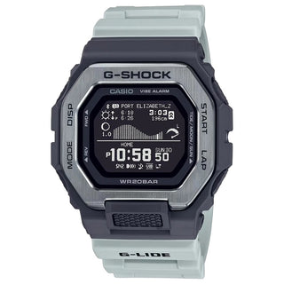 Front view of Casio G-Shock GBX-100TT-8ER Black Dial White Resin Mens Watch on white background