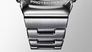 Angle shot of Casio Oak G-Steel Classic Silver GM-2110D-7AER Mens Watch on white background