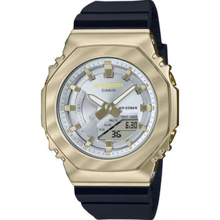 Front view of Casio Oak Metal Covered Compact Belle Courbe Serie GM-S2100BC-1AER Womens Watch on white background