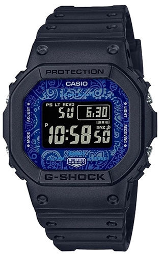 Front view of Casio Blue Paisley Serie GW-B5600BP-1ER Mens Watch on white background