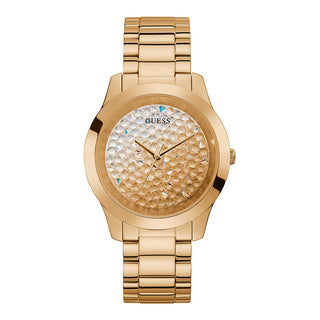 Front view of Guess Crush GW0020L3 Rose Gold Stainless Steel Womens Watch on white background