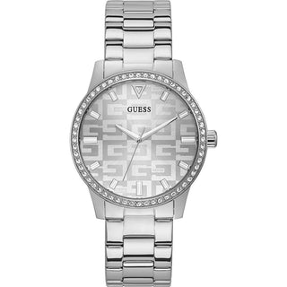 Front view of Guess GW0292L1 Grey Stainless Steel Womens Watch on white background