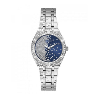 Front view of Guess GW0312L1 Blue Dial Grey Stainless Steel Womens Watch on white background