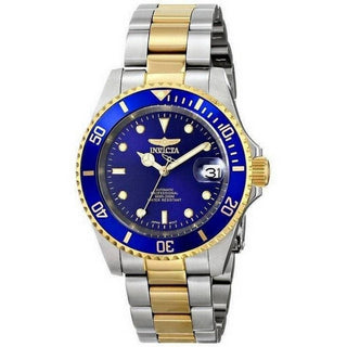 Front view of Invicta Pro Diver INV8928OB Blue Dial Gold Stainless Steel Mens Watch on white background