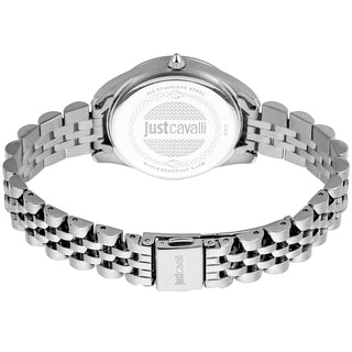 Angle shot of Just Cavalli Animalier JC1L210 Pantera JC1L210M0135 Grey Stainless Steel Womens Watch on white background