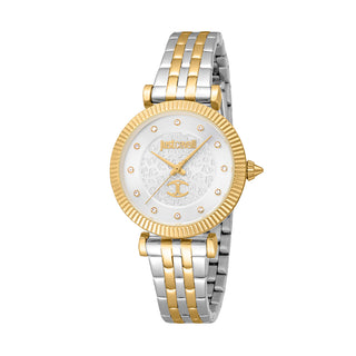 Angle shot of Just Cavalli SET JC1L266 Unleashed JC1L266M0055 Grey Stainless Steel Womens Watch on white background