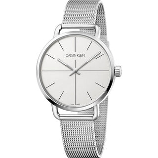 Front view of Calvin Klein Even K7B21126 Silver Stainless Steel Womens Watch on white background