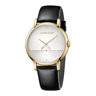 Front view of Calvin Klein Established K9H2X5C6 Leather Unisex Watch on white background