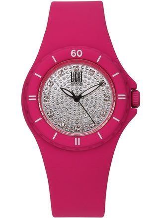 Front view of Light Time Lady Diver Pink L122FU Womens Watch on white background