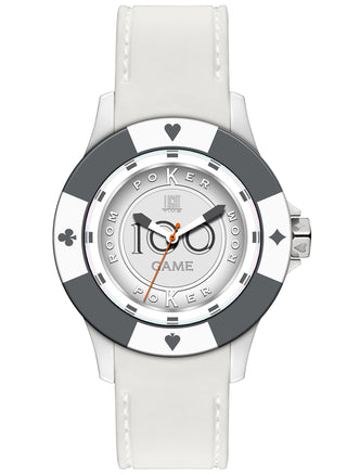 Front view of Light Time Poker White / Grey L147BS Mens Watch on white background