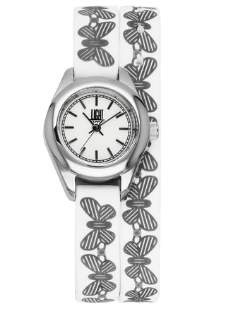 Front view of Light Time Rococo White L162F Womens Watch on white background