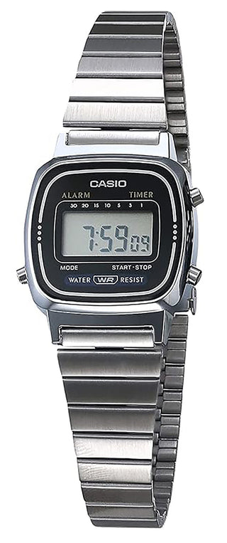 Front view of Casio LA670WA-1DF Womens Watch on white background