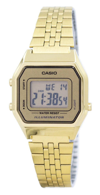 Front view of Casio LA680WGA-9DF Womens Watch on white background