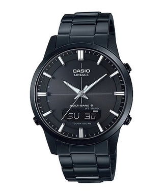 Front view of Casio Ana-Digit Multiband 6 Tough Solar LCW-M170DB-1AER Mens Watch on white background