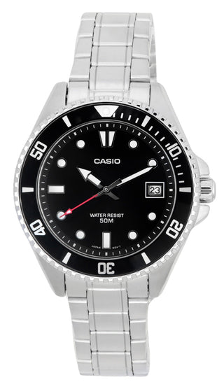 Front view of Casio MDV-10D-1A1 Mens Watch on white background