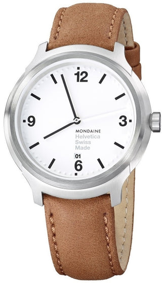 Front view of Mondaine MH1.B1210.LG Mens Watch on white background